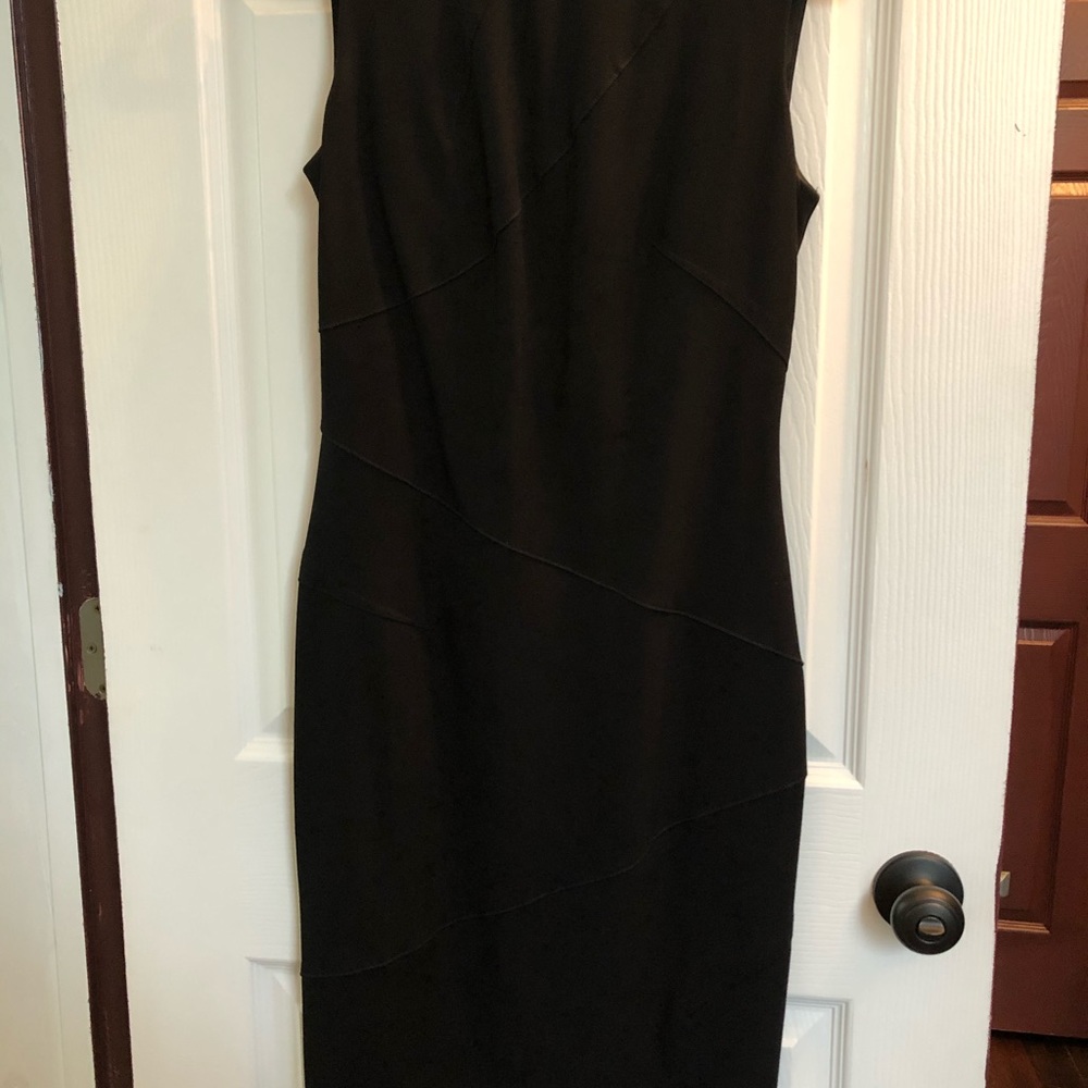 WHBM BodyCon dress w faux leather trim